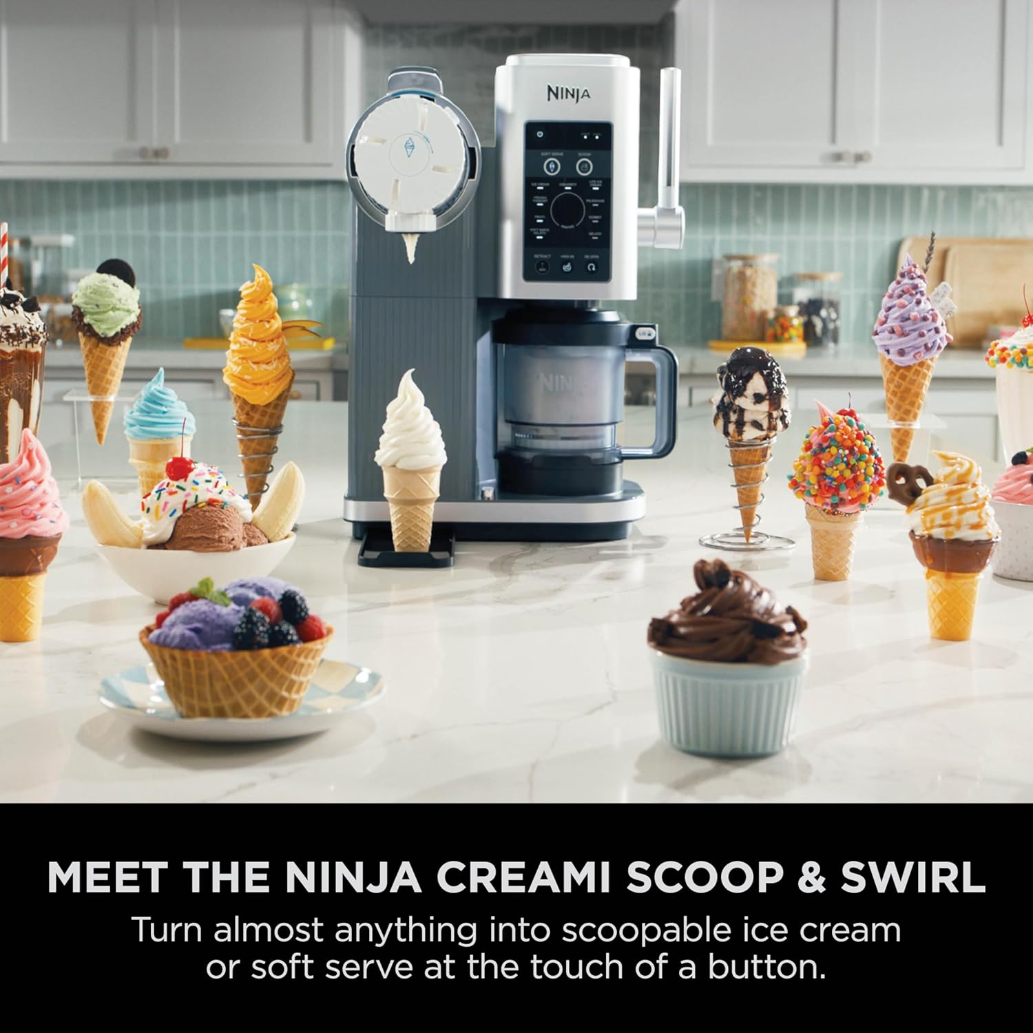 Ninja Swirl by CREAMi Soft Serve & Ice Cream Maker with 2x Tubs, 13 Functions, Makes Ice Cream